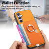 For Samsung Galaxy A54 5G Retro Cross Leather Ring Side Insert Card Bag MagSafe Phone Case(Yellow)