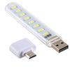 8LEDs 5V 200LM USB LED Book Light Portable Night Light, with Micro Adapter(White Light)