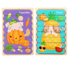 QBT01 Children Double-Sided Wooden Puzzle Bar Puzzle Toy(Pumpkin + Pineapple)