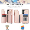 For Samsung Galaxy S23+ 5G Double Flap Zipper RFID Leather Phone Case with Short Lanyard(Rose Gold)