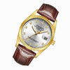 FNGEEN 7008 Men Fashion Diamond Dial Watch Couple Watch(Brown Leather Full Gold White Surface)