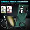 For Samsung Galaxy S24 Ultra 5G Sliding Camshield MagSafe Holder TPU Hybrid PC Phone Case(Deep Green)