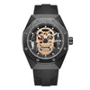 BAOGELA 1902 Skull Luminous Dial Silicone Strap Quartz Watch For Men(Black Rose Gold)