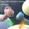 Cartoon Children Spinning Top Toy Outdoor Luminous Flying Saucer Launcher, Specification: Apricot Giraffe