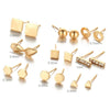 9 Pair Sets Assorted Multiple Stud Earrings Jewelry Set With Card For Women And Girls(Gold)