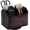 360 Degrees Rotating Desk Organizer Storage Box PU Leather Remote Control Holder, Style: Antique Pattern
