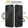 For Samsung Galaxy S25 Ultra 5G Metal Ring 360 Degree Rotating Holder PC Hybrid TPU Phone Case(Black)
