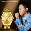 OLEVS 5526 Men Diamond Set Luminous Waterproof Quartz Watch(Gold)