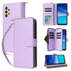 For Samsung Galaxy A13 5G / 4G Nine-card Slots Zipper Wallet Bag Leather Phone Case(Purple)