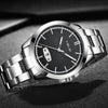 HELEI H9026A-G Men Waterproof Quartz Watch Stainless Steel Calendar Automatic Display Watch(Dark Brown)