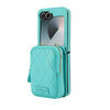 For Samsung Galaxy Z Flip6 AwQuer Crossbody Zipper Wallet Bag Litchi Leather Phone Case(Mint Green)