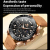 OLEVS 9957 Men Luminous Waterproof Leather Strap Quartz Watch(Black + Rose Gold)