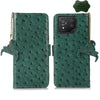 For Asus Zenfone 8 Ostrich Pattern Genuine Leather RFID Phone Case(Green)