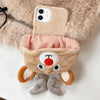 For iPhone 11 Reindeer Hat Plush Full Coverage Phone Case