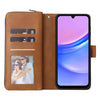For Samsung Galaxy A16 5G 9-Card Slots Zipper Wallet Bag Leather Phone Case(Brown)