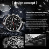 OCHSTIN 6084C Multifunctional Quartz Waterproof Luminous Men Leather Watch(Silver+Black)