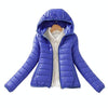 Warm Winter Parka Jacket Ladies Women Slim Short Coat, Size:L(Blue)