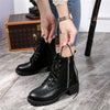 Round Head Low-profile Women Ankle Boots, Shoes Size:35(Black)