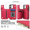 For iPhone 12 Double Flap Zipper RFID Leather Phone Case with Short Lanyard(Red)