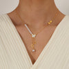 OPK GX2433 Vintage Hollow Butterfly Tassel Pearl Pendant Stainless Steel Necklace