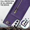 For Samsung Galaxy S21+ 5G Cross-body Zipper Square TPU+PU Back Cover Case with Holder & Card Slots & Wallet & Strap(Purple)