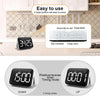 Rechargeable Large Screen LCD Electronic Timing Reminder Alarm Clock Kitchen Baking Timer(White)