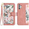 For Samsung Galaxy A32 5G Floral Pattern Leather Phone Case with Lanyard(Pink)