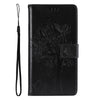 For Samsung Galaxy A26 5G Global Tree & Cat Embossed Pattern Flip Leather Phone Case(Black)