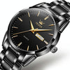 OLEVS 6898 Men Waterproof Luminous Steel Watch Band Quartz Watch(Black)