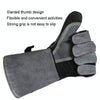 Cowhide BBQ Gloves Thickened Anti-hot Oven Welding Protection Gloves, Specification: A2416 14 inch Gray Black