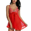 Sexy Perspective Mesh Girth Nightdress, Size:L(Dark Red)