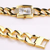 Square Dial Diamond Plated Hollow Alloy Bracelet Strap Quartz Watch for Women(Gold belt black surface)
