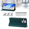 For iPhone 14 Pro RC01 Dual-Folded Magnetic Suction RFID Leather Phone Case(Dark Green)