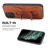 For iPhone 12 mini Fierre Shann Full Coverage Protective Leather Case with Holder & Card Slot(Brown)