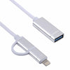 USB 3.0 Female to 8 Pin + USB-C / Type-C Male Charging + Transmission OTG Nylon Braided Adapter Cable, Cable Length: 11cm(Silver + White)