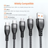 ENKAY 4-in-1 6A USB-A to Type-C / 8 Pin / Micro USB Multifunction Fast Charging Cable, Cable Length:2m(Grey)