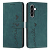 For Samsung Galaxy A36 5G Skin Feel Heart Embossed Leather Phone Case with Long Lanyard(Green)