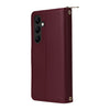 For Samsung Galaxy A24 Nine-card Slots Zipper Wallet Bag Leather Phone Case(Wine Red)