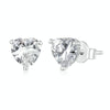 BSE853 Sterling Silver S925 White Gold Plated Sparkling Heart Stud Earrings