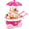 Simulation Small Carts Girl Mini Candy Cart Ice Cream Shop Children Toys with Music and Light(Pink)