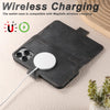 For iPhone 12 Pro Max Suteni J07 Multi-functional Horizontal MagSafe Denim Leather Phone Case(Black)