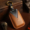 For Land Rover Car Cowhide Leather Key Protective Cover Key Case (Brown)
