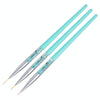 Monja 7/9/11mm 3 PCS/set Brush Liner Flower Grid Image Painting Acrylic Handle Drawing Pen Manicure Tool(Blue Rod Blue Diamond)