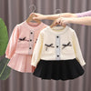 Girls Sweater+ Dress Kit Small Incense Wind Knitted Sweet Princess Outfits, Size: 100cm(Pink)