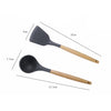 kn082 11 in 1 Wooden Handle Silicone Kitchen Tool Set with Storage Bucket(Green)