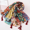 180 X 85cm  Women Cotton And Linen Scarf Retro Splicing Bohemian Printed Silk Shawl SL2202-026