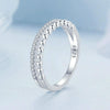 S925 Sterling Silver Platinum-plated Zircon Double-layer Ring, Size: 7