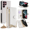 For Samsung Galaxy S22 Ultra 5G Crossbody Chain Fishtail Litchi Leather Phone Case(White)