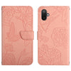 For Samsung Galaxy F06 5G / M06 5G Skin Feel Butterfly Embossed Flip Leather Phone Case(Pink)