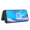 For Alcatel 1SE 2020 Carbon Fiber Texture Horizontal Flip TPU + PC + PU Leather Case with Card Slot(Green)